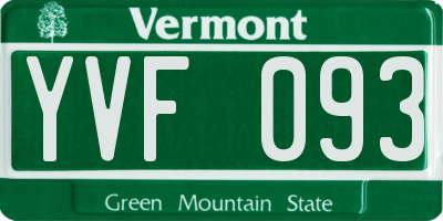 VT license plate YVF093