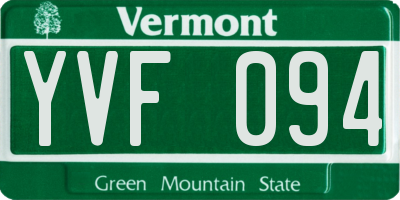 VT license plate YVF094