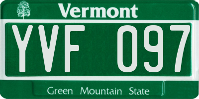 VT license plate YVF097