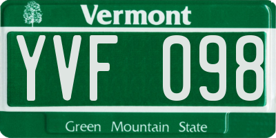 VT license plate YVF098