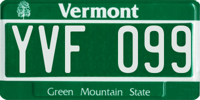 VT license plate YVF099
