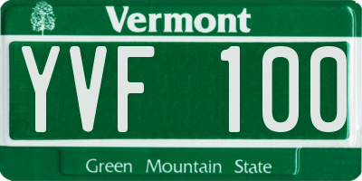 VT license plate YVF100
