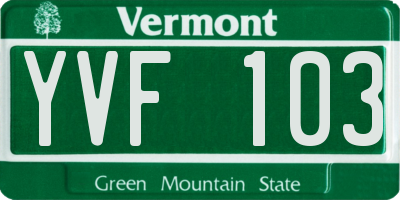 VT license plate YVF103