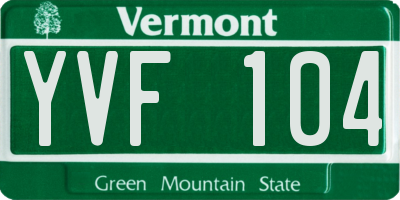 VT license plate YVF104