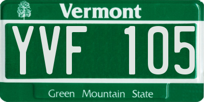 VT license plate YVF105