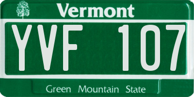 VT license plate YVF107