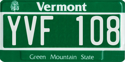 VT license plate YVF108