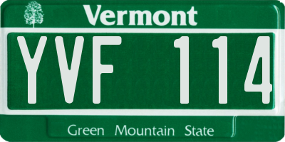 VT license plate YVF114