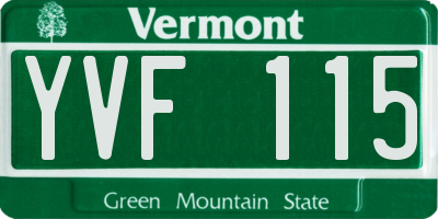 VT license plate YVF115