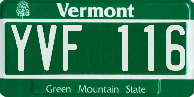 VT license plate YVF116