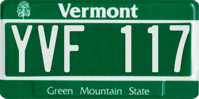VT license plate YVF117