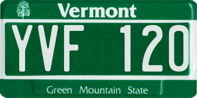 VT license plate YVF120