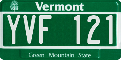 VT license plate YVF121