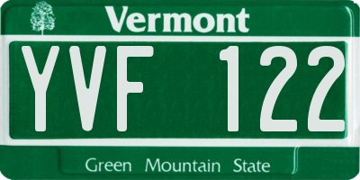 VT license plate YVF122
