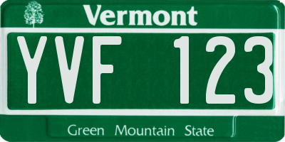 VT license plate YVF123