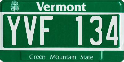 VT license plate YVF134