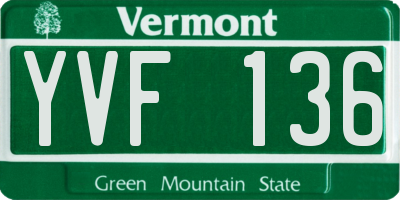 VT license plate YVF136