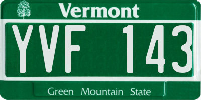 VT license plate YVF143