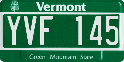 VT license plate YVF145