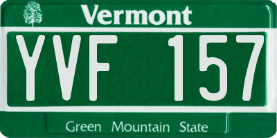 VT license plate YVF157