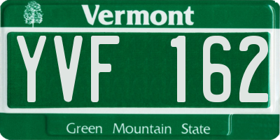 VT license plate YVF162