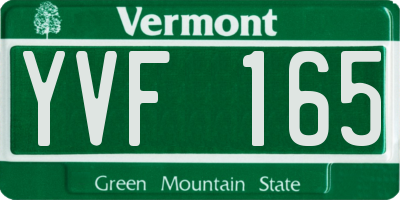 VT license plate YVF165