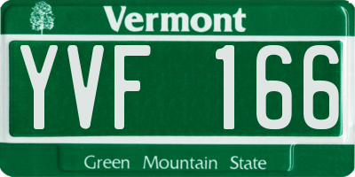 VT license plate YVF166