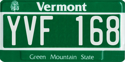 VT license plate YVF168
