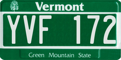 VT license plate YVF172