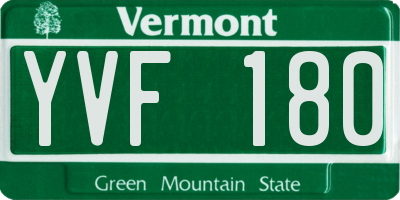 VT license plate YVF180