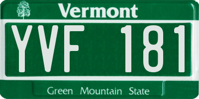 VT license plate YVF181