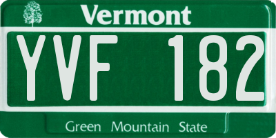 VT license plate YVF182