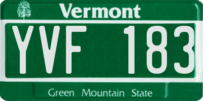 VT license plate YVF183