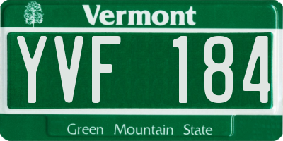 VT license plate YVF184