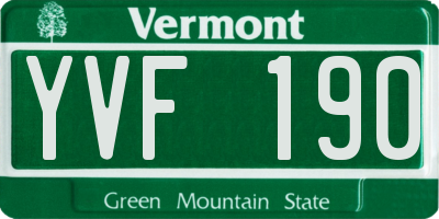 VT license plate YVF190