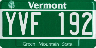 VT license plate YVF192