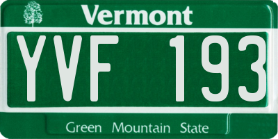 VT license plate YVF193