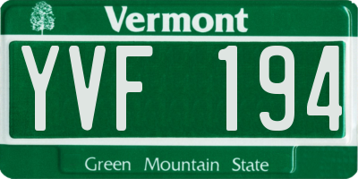 VT license plate YVF194