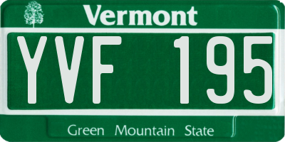 VT license plate YVF195
