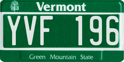 VT license plate YVF196