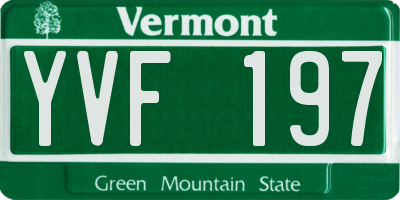 VT license plate YVF197