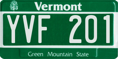 VT license plate YVF201