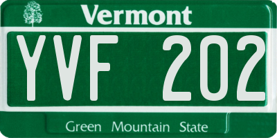 VT license plate YVF202