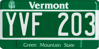 VT license plate YVF203