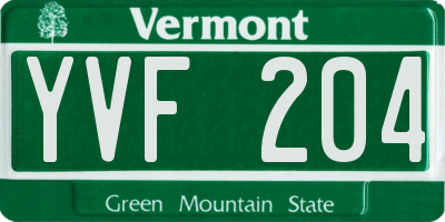 VT license plate YVF204
