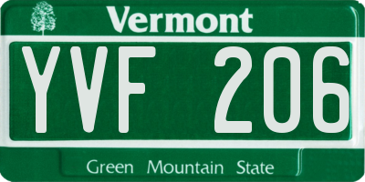 VT license plate YVF206