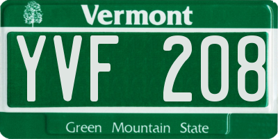 VT license plate YVF208