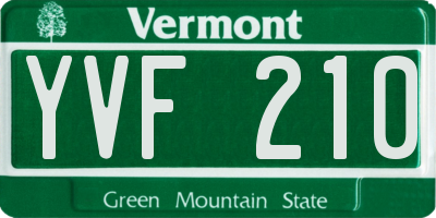 VT license plate YVF210