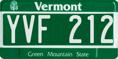 VT license plate YVF212