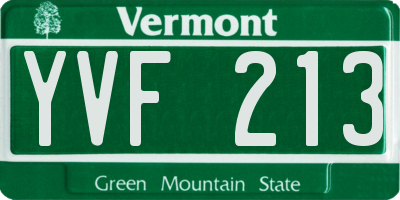 VT license plate YVF213